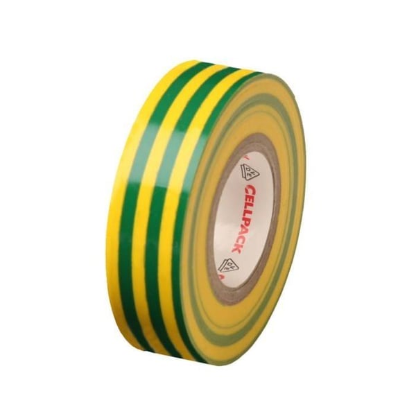 PVC elektrisk tejp för märkning 10m x 15mm - Grön-Gul