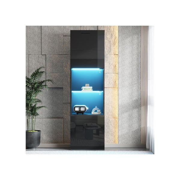 Vitrine - MUVOE - Sort Blank - 1 glas hylde - LED belysning - 160 cm