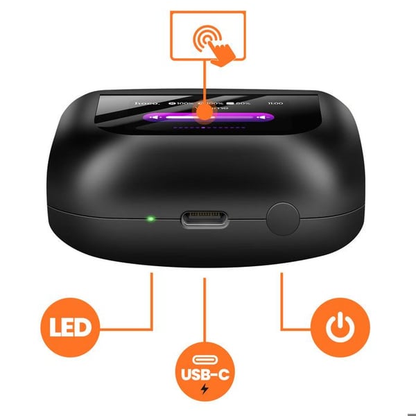 Trådlösa hörlurar - HOKO - TWS - Bluetooth 5.4 - ANC & ENC - LED-touchfodral, 35h