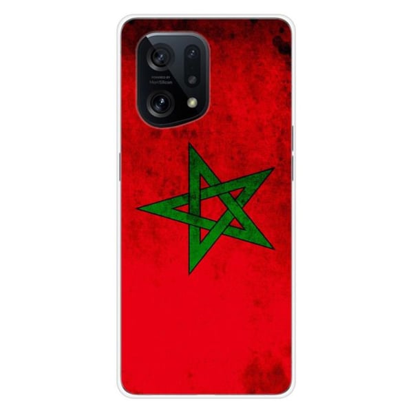 1001Coques - Silikonfodral kompatibelt med Oppo Find X5 - Marockansk flaggmönster - Originaldesign tryckt i Frankrike