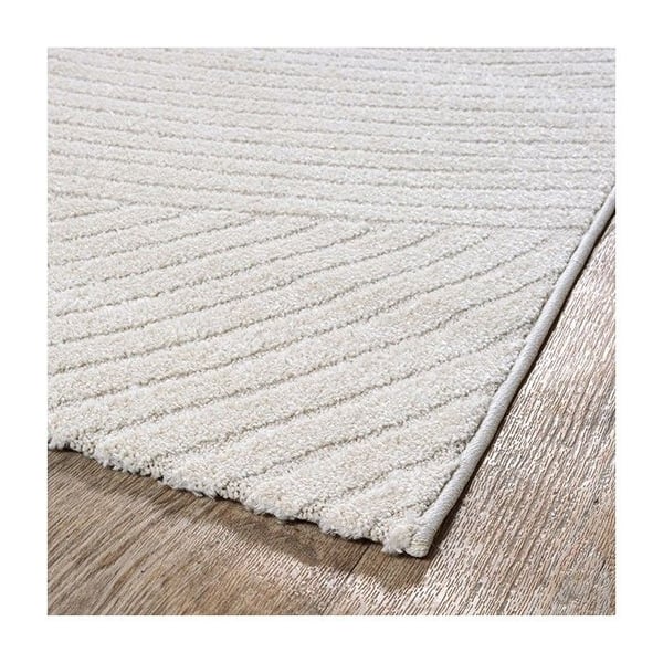 Melis Home Moderna designmattor Creme 80 x 300 cm modern färg med vågigt relief och överlagrade cirkulära mönster
