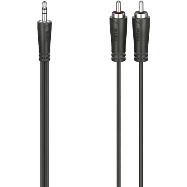 Hama 00205112 anslutningskabel Jack / Cinch-RCA audio [2x Cinch-RCA hane - 1x Jack hane 3.5 mm] 5 m svart