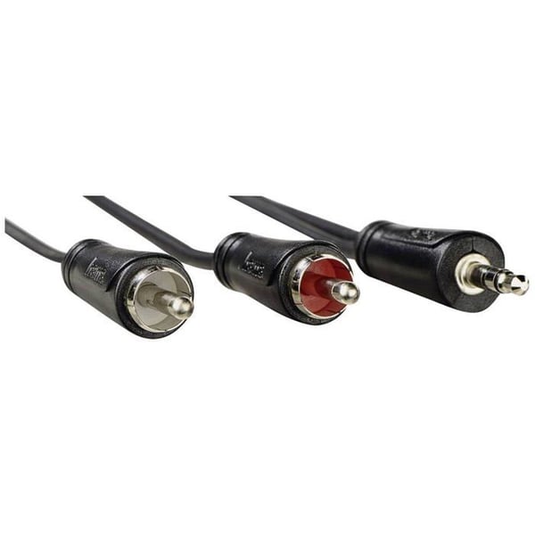 Hama 00205112 anslutningskabel Jack / Cinch-RCA audio [2x Cinch-RCA hane - 1x Jack hane 3.5 mm] 5 m svart