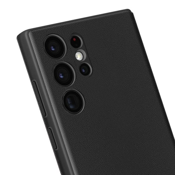 Fönsterfodral för Samsung Galaxy S22 Ultra med kortfack svart