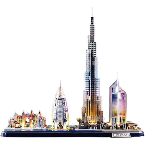 World Brands - City Line Dubai LED, 3d-pussel för barn och vuxna, 3d-pussel, födelsedagspresent för flickor och pojkar, kultur, modeller