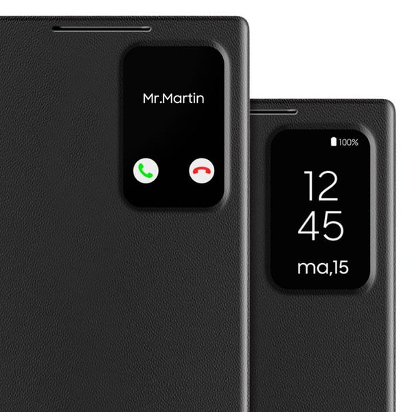 Fönsterfodral för Samsung Galaxy S22 Ultra med kortfack svart