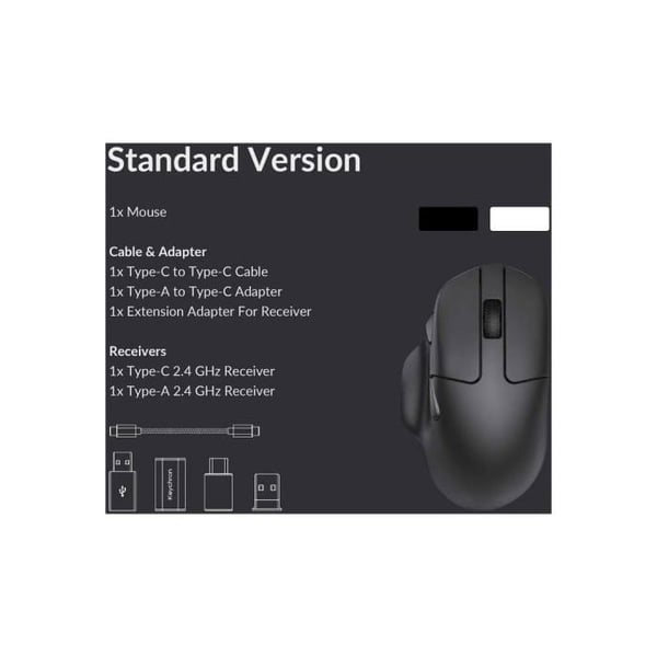 Mus - Keychron M7 - Trådlös och Trådbunden - 26000 DPI - Ergonomisk och Ultralätt