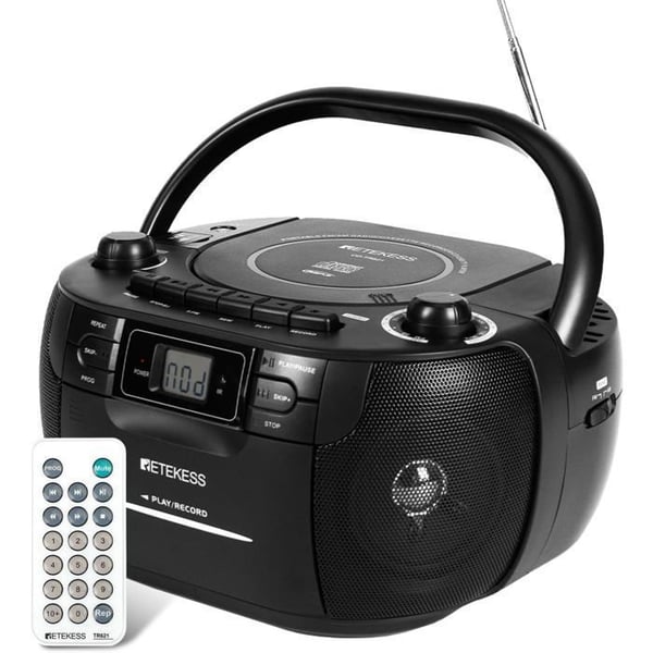 Retekess TR621 Boombox Radio CD, Kassettspelare, Inspelning, Fjärrkontroll, USB-ingång, TF-kort, Hörlurar, Familjepresenter