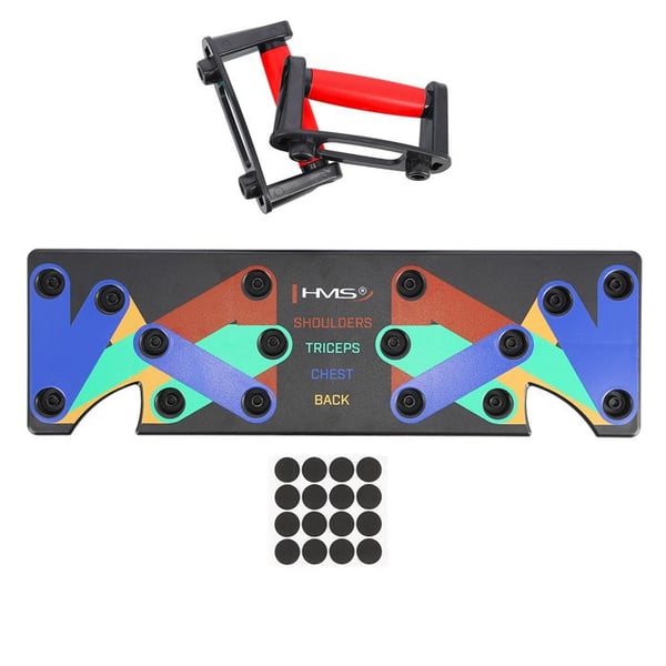 Multifunktionell platta för armhävningar - HMS - PU10 - Halkfri - 18,3x60x1,9 cm - Max belastning 300 kg - Röd