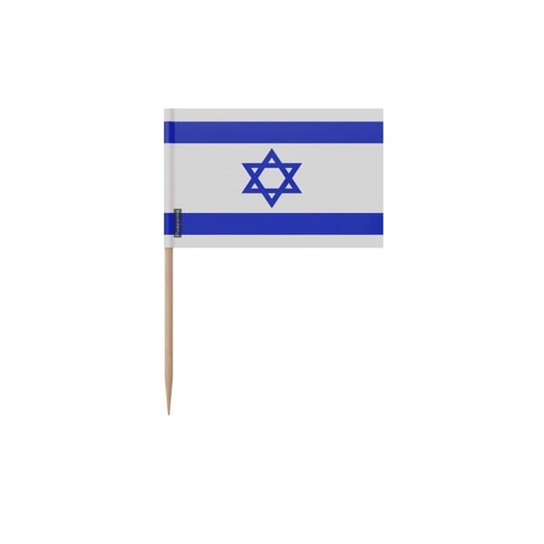 Tandrengöring Flagga för Israel - 6.5 cm - 100 stycken - Klisterplast - Bambu pinne - Pixelforma