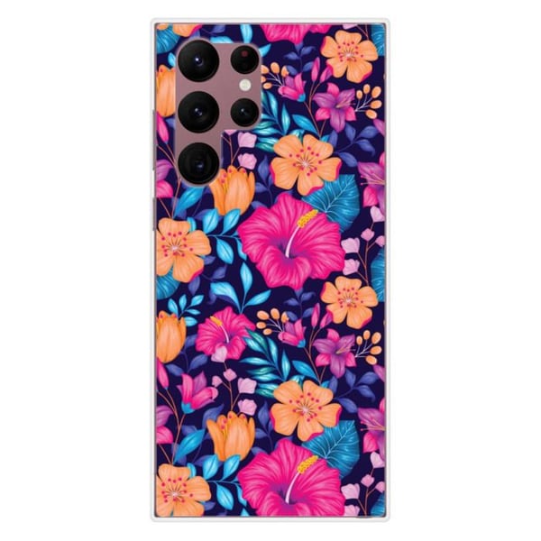 Siliconfodral - Kompatibel med Samsung Galaxy S22 Ultra - design med exotiska blommor