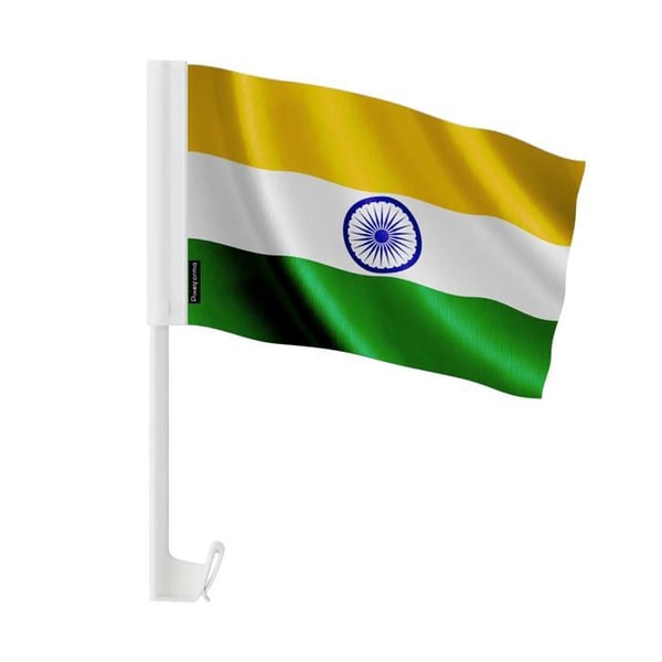 Flagga Bil Indien – 14 x 21 cm – Polyester Tyg – Fäste på Fönster – 20 stycken – Pixelforma