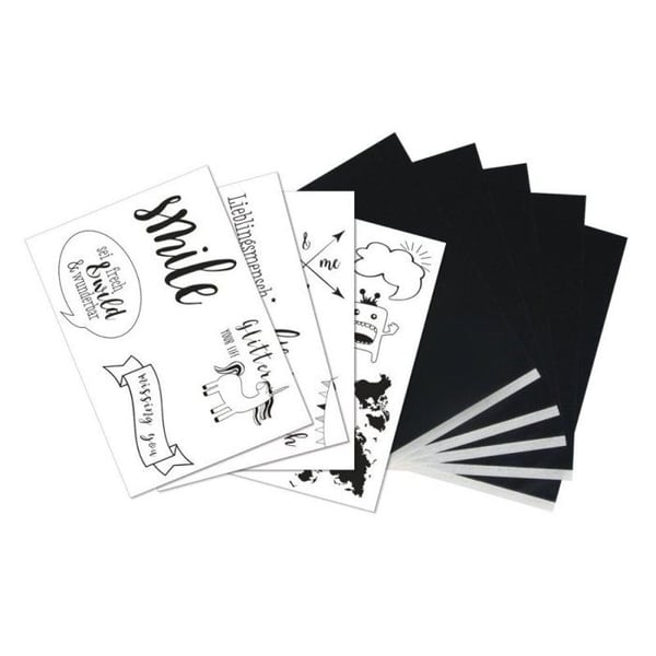 Främre transferpapper "Statements" mallar, 5xA4 överföringspapper+mallar,