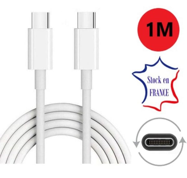 USB Type C-kabel - PH26 - 1 Meter - Snabbladdning - Kompatibel med Sharp Basio Active2 - Vit