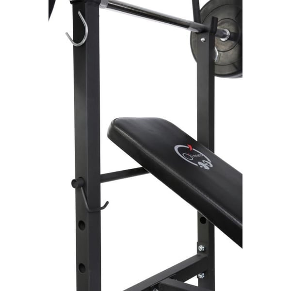 Træningsbænk med stang + 20 kg vægte inkluderet - O'Fitness - Ideel til fysisk aktivitet derhjemme