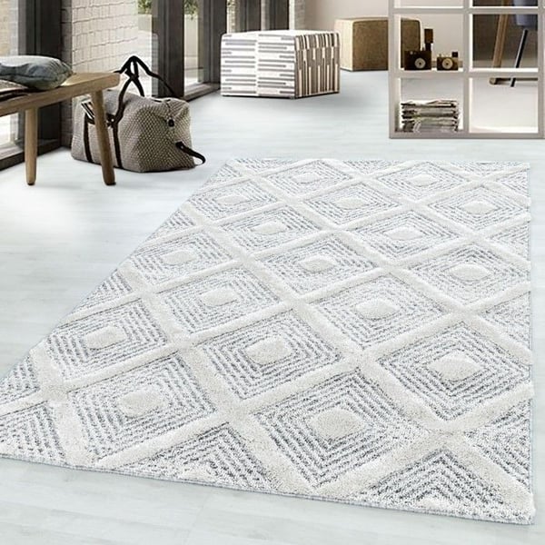 Matta - AYYILDIZ - Design med kort lugg - Diamantmönster - 140x200 cm - Inomhus