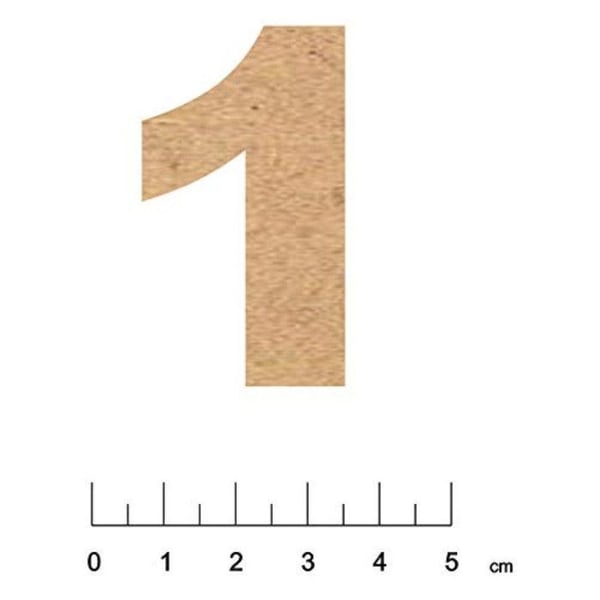 Terre & Bois Créations - Klistermärke i MDF trä 5 cm Siffra 1