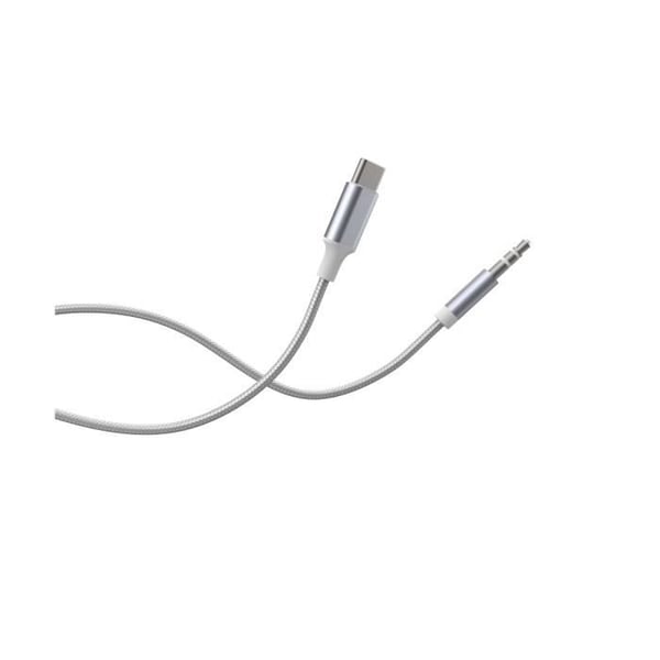 USB-C Ljudkabel - FORCE POWER - 1,2m - Förstärkt Vävd Nylon - Klar Ljud - 3,5mm Jack