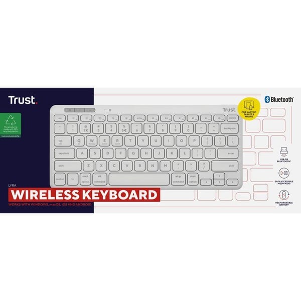 Trust LYRA Compact Wireless Keyboard - US, vit