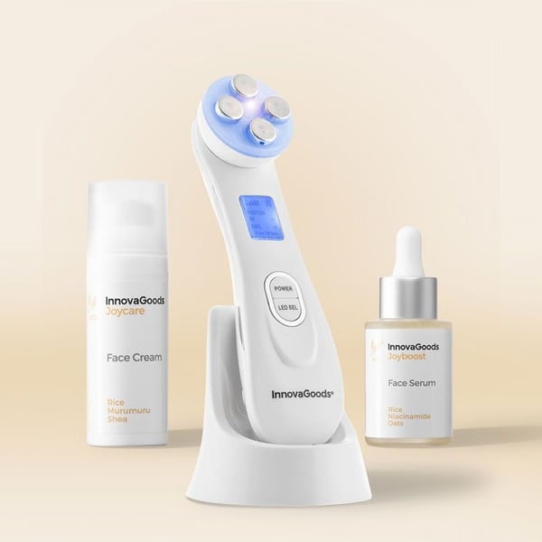 Sats kosmetik - Rice InnovaGoods - Reparerande behandling paket - Serum 30 ml - Kräm 50 ml - Ansiktsmassager