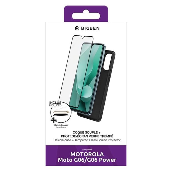 Skal + skärmskydd - BIGBEN - Motorola Moto G06 / G06 Power - Mjuk TPU - Härdat glas 9H 2.5D - Stötdämpning