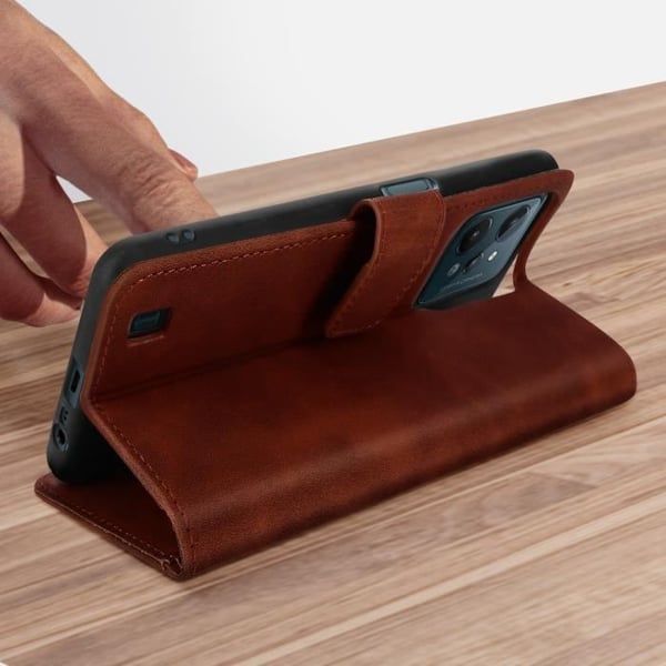 Realme C31 Folio plånboksfodral Videostöd Matt Soft Touch Effect brun