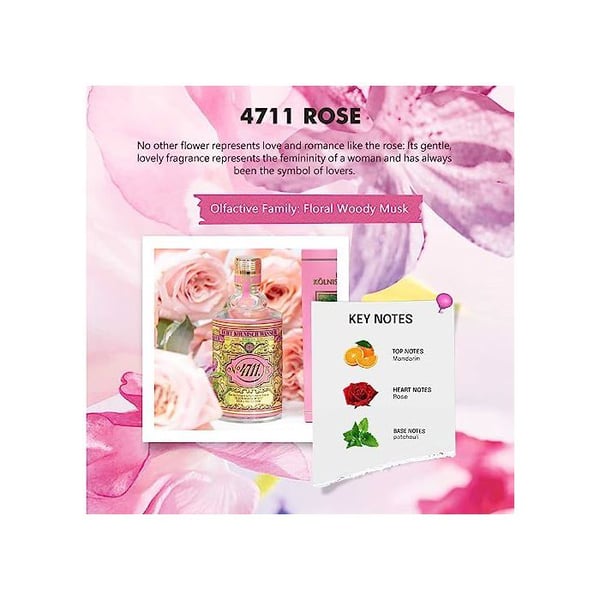 Unisex Parfume - 4711 - Floral Collection Rose - Eau de Cologne - 100 ml - Blomster noter