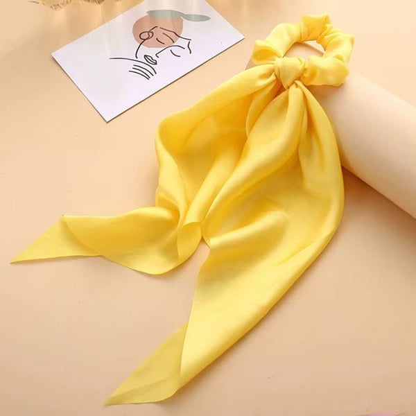 Chouchou Foulard - AVIZAR - Lång - Mjuk Satin - Dubbel Knut - Gul