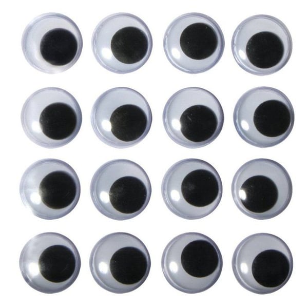 Rörliga plastögon självhäftande, 15mm ø, 16 st