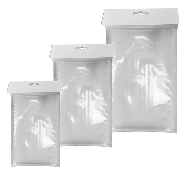 Vakuumförpackningar för livsmedel - AVIZAR - Paket 15 - 3 storlekar - Transparent & våfflad - Högdensitet PET/PE