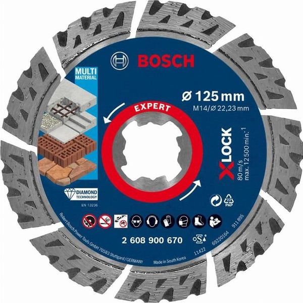 Diamantskärande skiva - BOSCH - 2608900670 - 125 mm - Multi-material - Lång livslängd