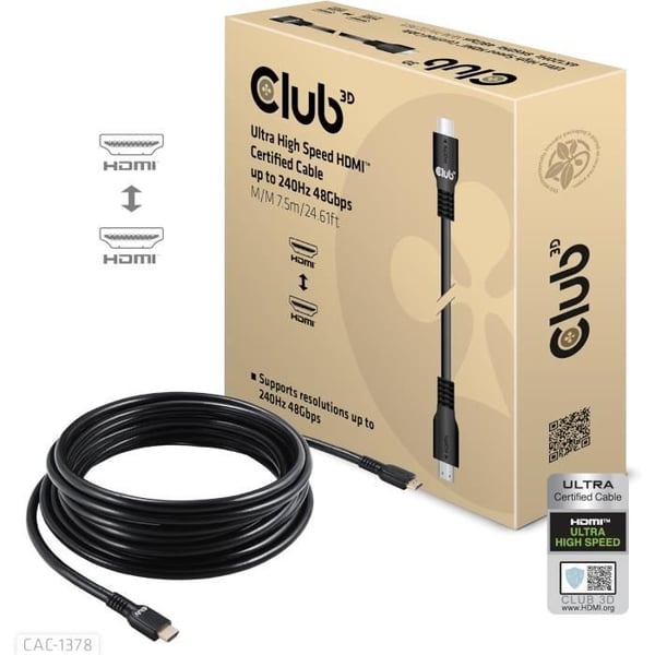 HDMI-kabel - Club 3D - CAC-1378 - 4K120Hz - 8K60Hz - 7,5 m - 48Gbps