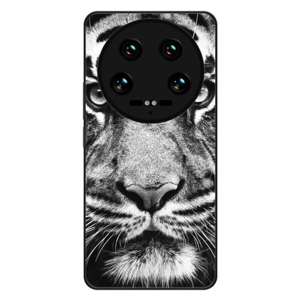 Silikonförstärkt skal med tryck, kompatibelt med Xiaomi 14 Ultra, vit och svart tiger.