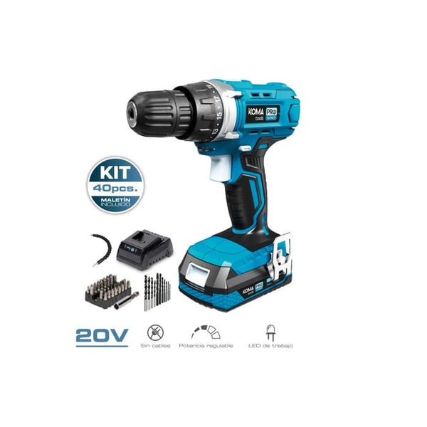 Borrskruvdragare Set Med 40 Tillbehör 20v Med Batteri Och Laddare Koma Tools Borrskruvdragare Set Med 40 Tillbehör 20v Med Batteri Och Laddare Koma Tools