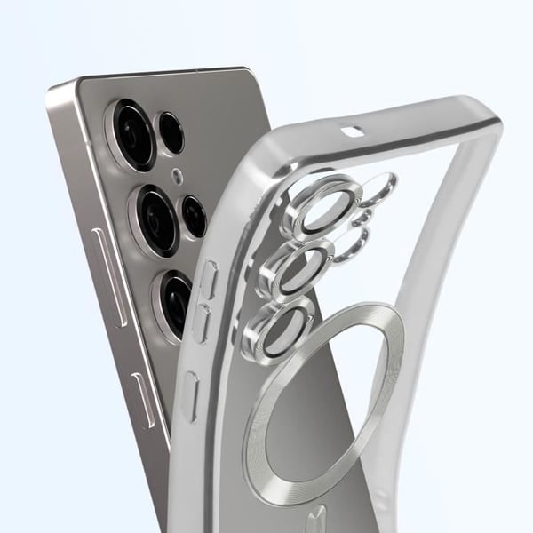 Coque MagSafe - Samsung Galaxy S25 Ultra - Silikon - Silver Chrome Kontur - Helhetskydd