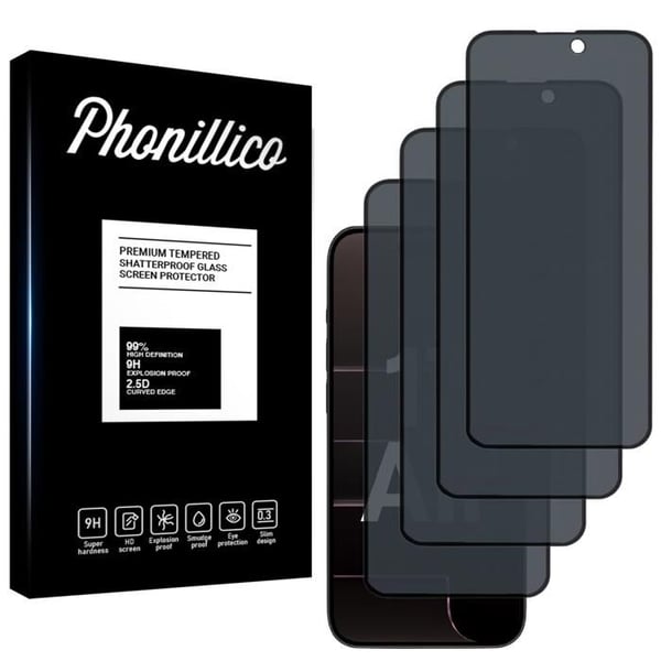 Härdat Glas för iPhone 17 AIR [Pack 4] Svart Antispionfilm Skärmskydd Phonillico®