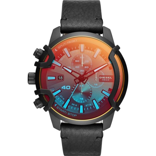 Klocka - DIESEL - DZ4519 - Svart läder - Runt fodral 48 mm - Herr