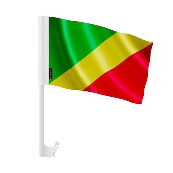 Flagga Bil Demokratiska republiken Kongo – 14 x 21 cm – Polyester Tyg – Fäste på Fönster – 20 stycken – Pixelforma