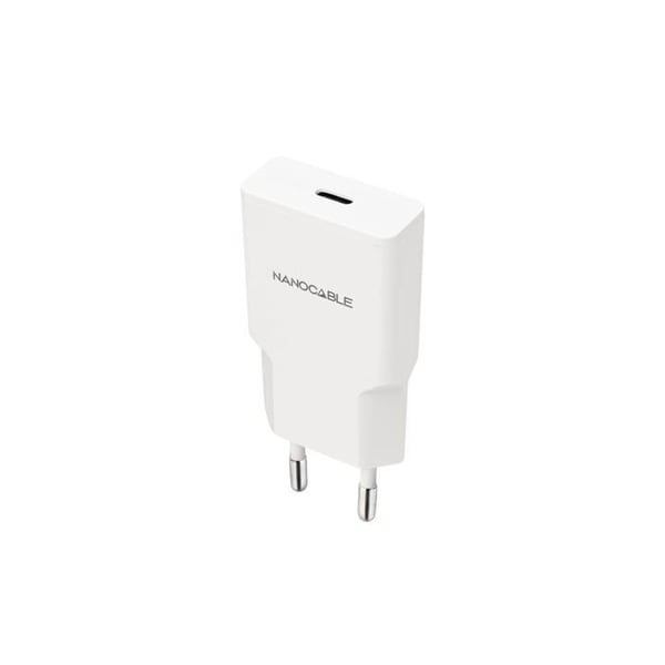 USB-C/PD 25W-laddare - Nano-kabel - Vit - Snabbladdning - 81x36x15 mm - Kortslutningsskydd - Resa