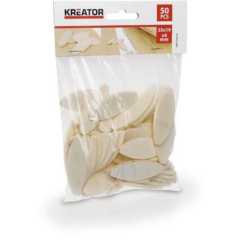 50 platta träklossar KREATOR - Mått: 19/55/4 mm - Tillbehör för träanslutningar