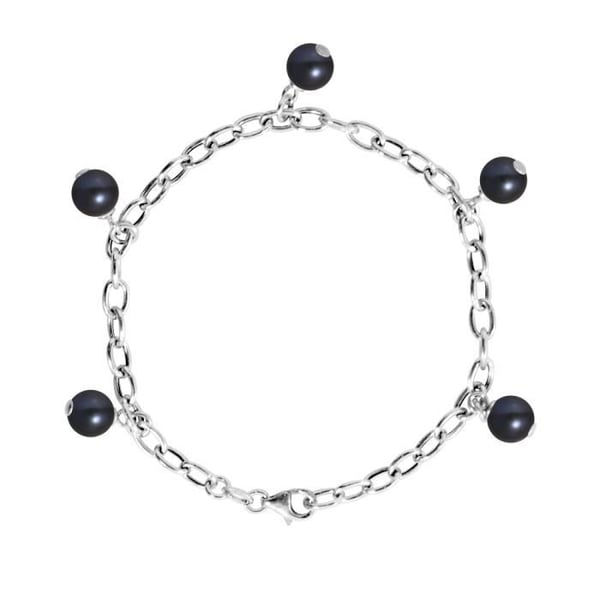 Armband - PERLINEA - CHARM'S - 5 sötvattensodlade pärlor - 925 Silver - Anpassningsbar storlek