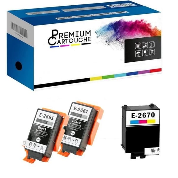 PREMIUM CARTOUCHE - x3 kompatibla bläckpatroner för Epson T266 - T267 kompatibla för WF 100W, WorkForce WF-100W PREMIUM CARTOUCHE - x3 kompatibla bläckpatroner för Epson T266 - T267 kompatibla för WF 100W, WorkForce WF-100W