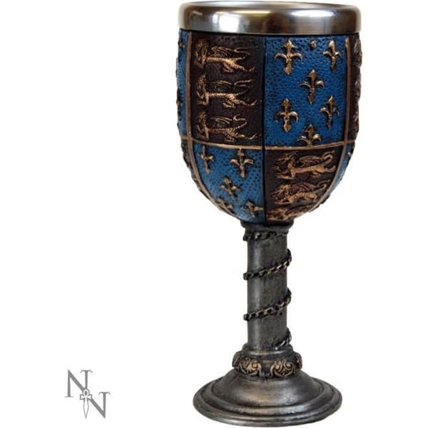 "Kåsa eller Goblet - Medeltida - 17,5 cm - Resin - Rostfritt stål - Blå"- USED
