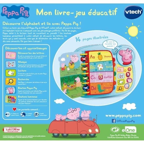 VTECH Educational Game Book - Peppa Pig - Roliga ljud - 14 sidor med berättelser och spel
