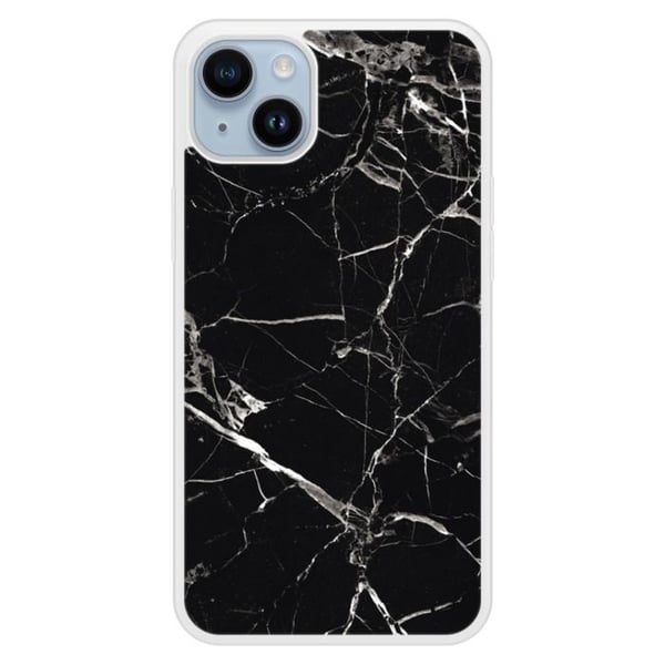 Reinforced silikonfodral med tryck kompatibel med Apple iPhone 14 Plus Marmor Svart