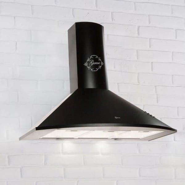 Fläktkåpa 90 cm Luxe tillverkad av Gurari • Väggfläkt 1000 m³/h • Utsugning & Återvinning • GCH C 046 BL 9 N + Kolfilter