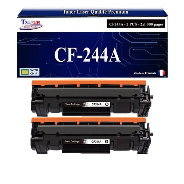 Kompatibel toner - T3AZUR - Ersätter HP CF244A (44A) - Svart 1 000 sidor - Pack 2 - För HP LaserJet Pro M14/M15/M27/M28 Kompatibel toner - T3AZUR - Ersätter HP CF244A (44A) - Svart 1 000 sidor - Pack 2 - För HP LaserJet Pro M14/M15/M27/M28