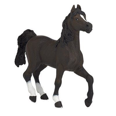 Arabisk hästfigur - PAPO - L13 x H12 cm - Brun, svart och vit - För barn från 3 år