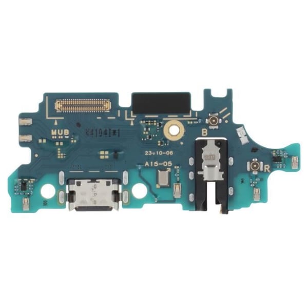 Original Samsung A15 USB-C laddningskontakt med mikrofon och Samsung jack-uttag Svart