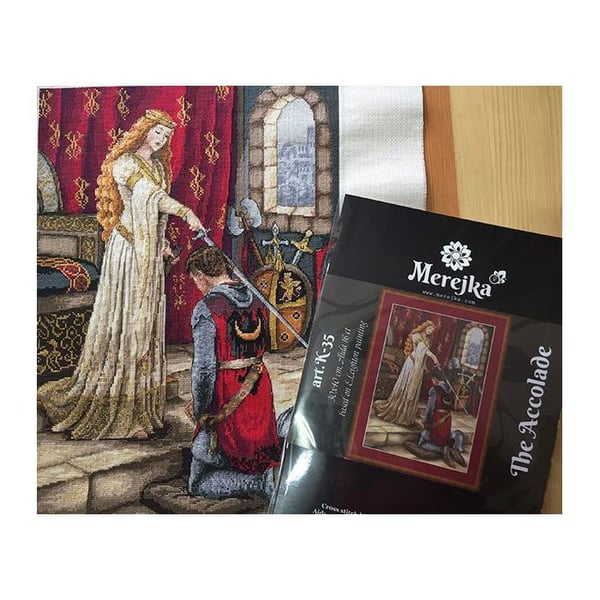 Kit för korsstygn MEREJKA «L'accolade» 40x30 cm - Aida 16ct, 36 färger DMC
